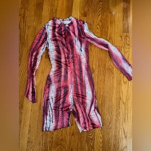 Red and White Patterned Romper